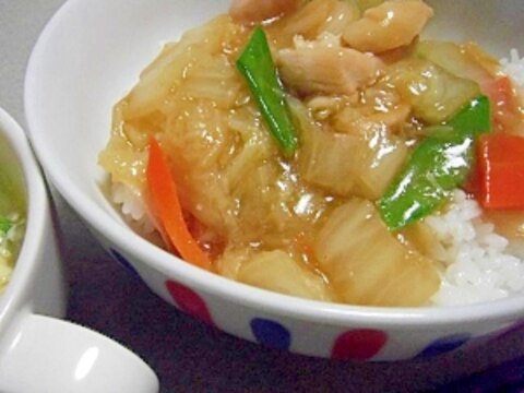 おうちにある野菜で！鶏ムネ肉の中華丼♪